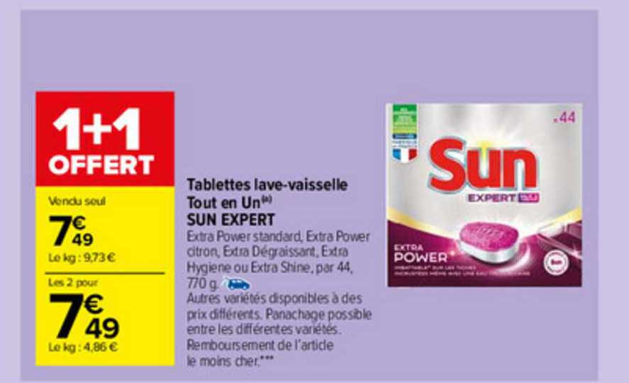 tablettes lave-vaisselle tout en un sun expert