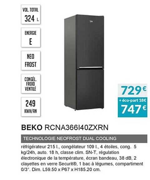 technologie neofrost dual cooling beko rcna366i40zxrn