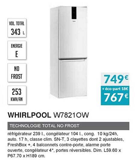 technologie total no frost whirlpool w7821ow