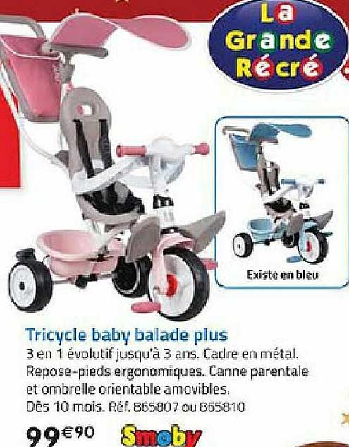 tricycle baby balade plus smoby
