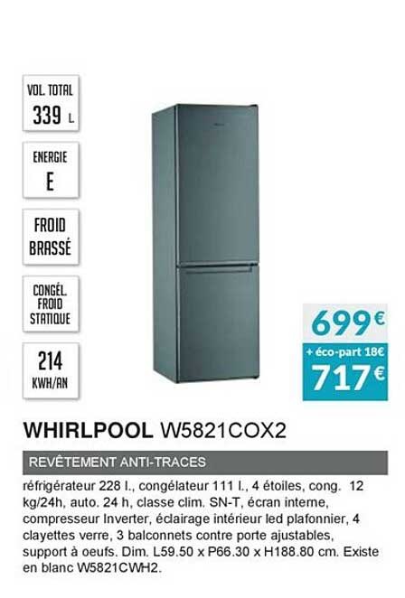 vevêtement anti-traces whirlpool w58221cox2