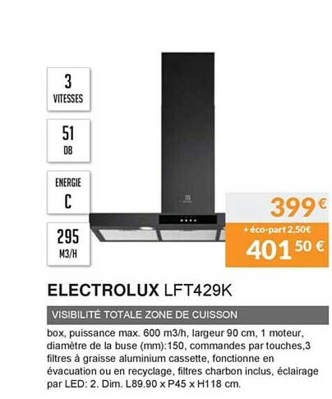 visibilité totale zone de cuisson electrolux lft429k