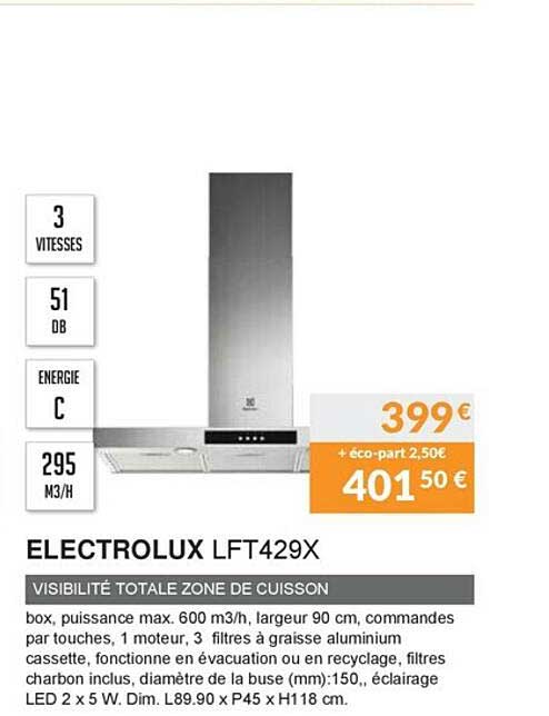 visibilité totale zone de cuisson electrolux lft429x