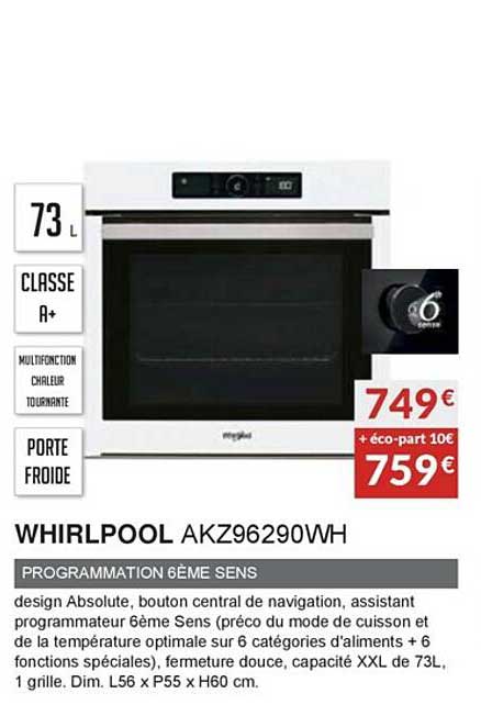 whirloop akz96290wh programmation 6ème sens