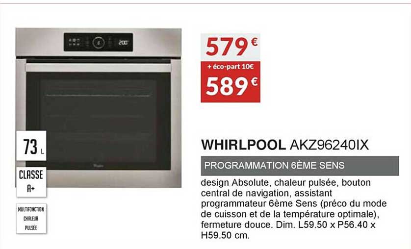 whirlpool akz96240ix programmation 6ème sens