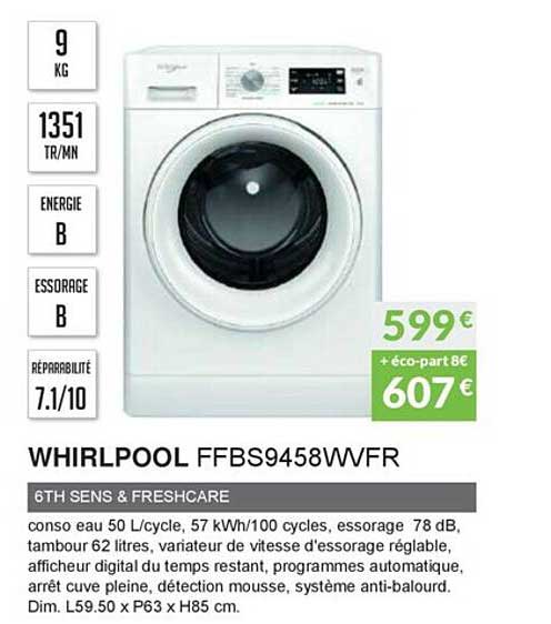 whirlpool ffbs9458wvfr 6th sens & freshcare