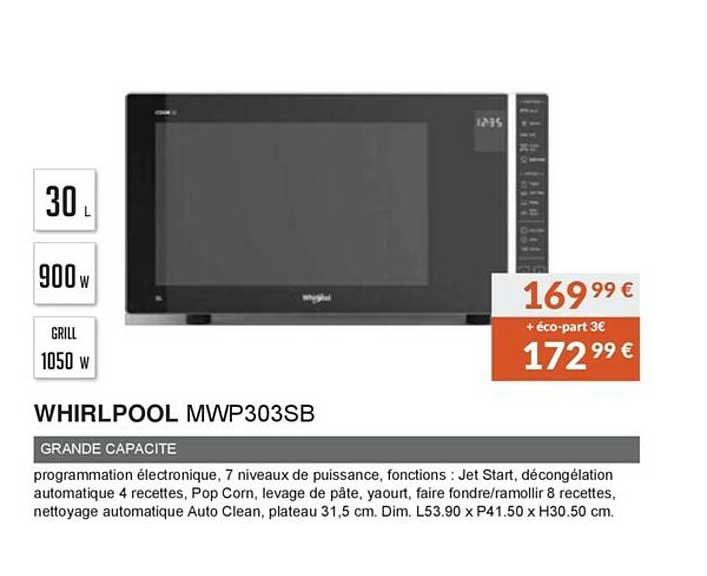whirlpool mwp303sb grande capacité
