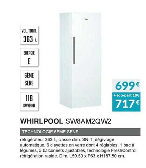 whirlpool sw8am2qw2 technologie 6ème sens
