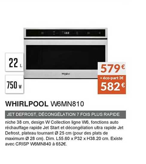 whirlpool w6mn810 jet defrost décongélation 7 fois plus rapide