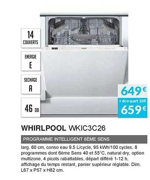 whirlpool wkic3c26 programme intelligent 6ème sens