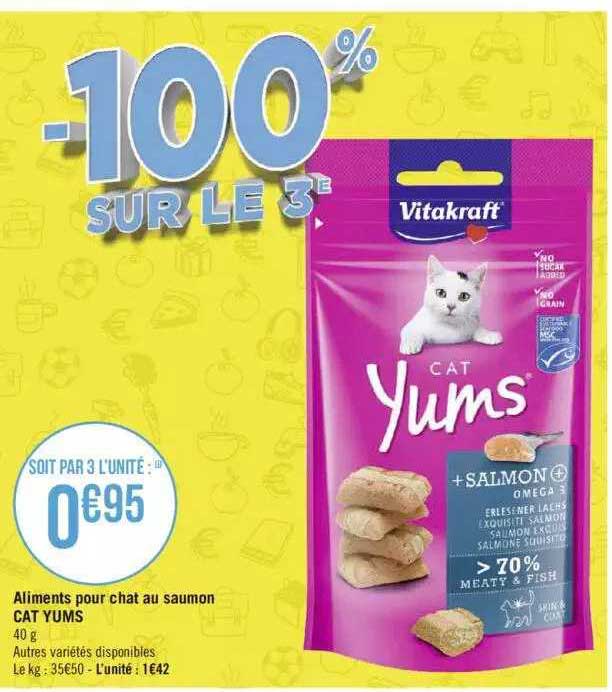 aliments pour chat au saumon cat yums