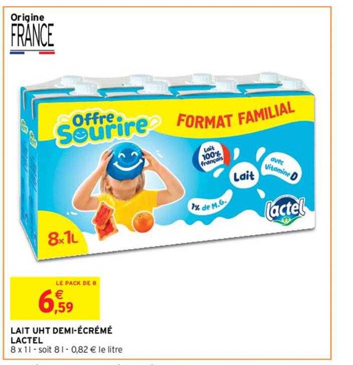 lait uht demi-écrémé lactel