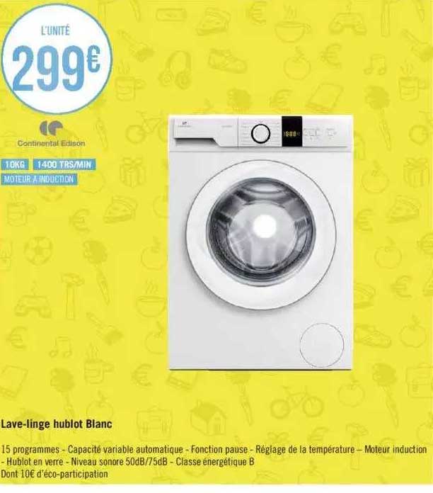 lave-linge hublot blanc continental edison