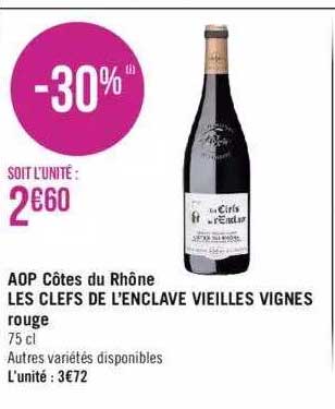 aop côtes du rhône les clefs de l'enclave vieilles vignes rouge