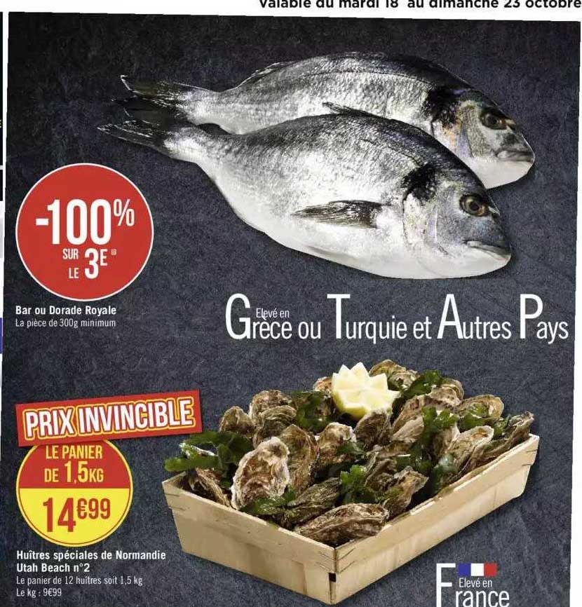 bar ou dorade royale, huîtres spéciales de normandie utah beach n°2