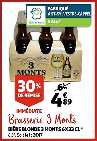 bière blonde 3 monts 6x33 cl