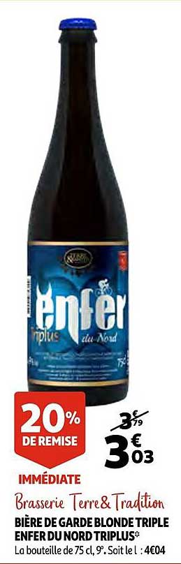 Bière De Garde Blonde Triple Enfer Du Nord Triplus Brasserie Terre Et Tradition