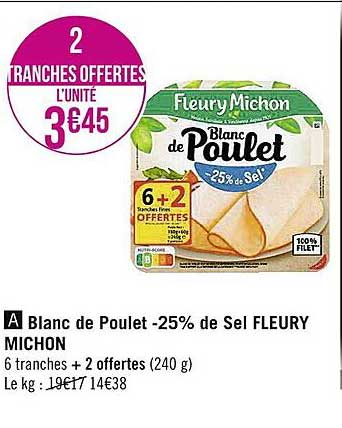 blanc de poulet -25% de sel fleury michon
