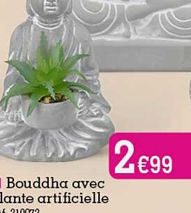 Bouddha Avec Plante Artificielle