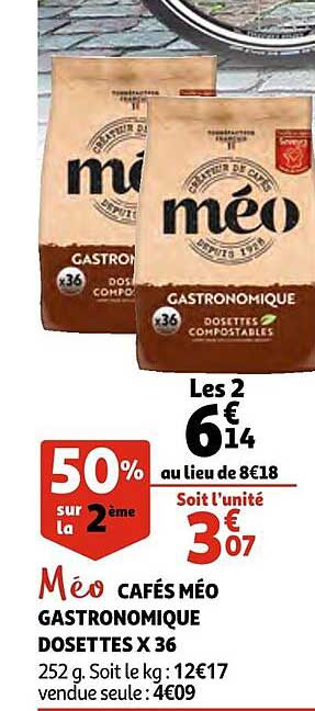 cafés méo gastronomique dosettes x36 méo