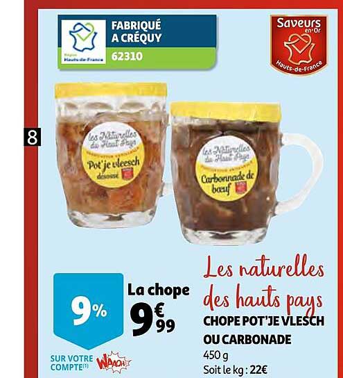 chope pot'je vlesch ou carbonade les naturelles des hautes pays