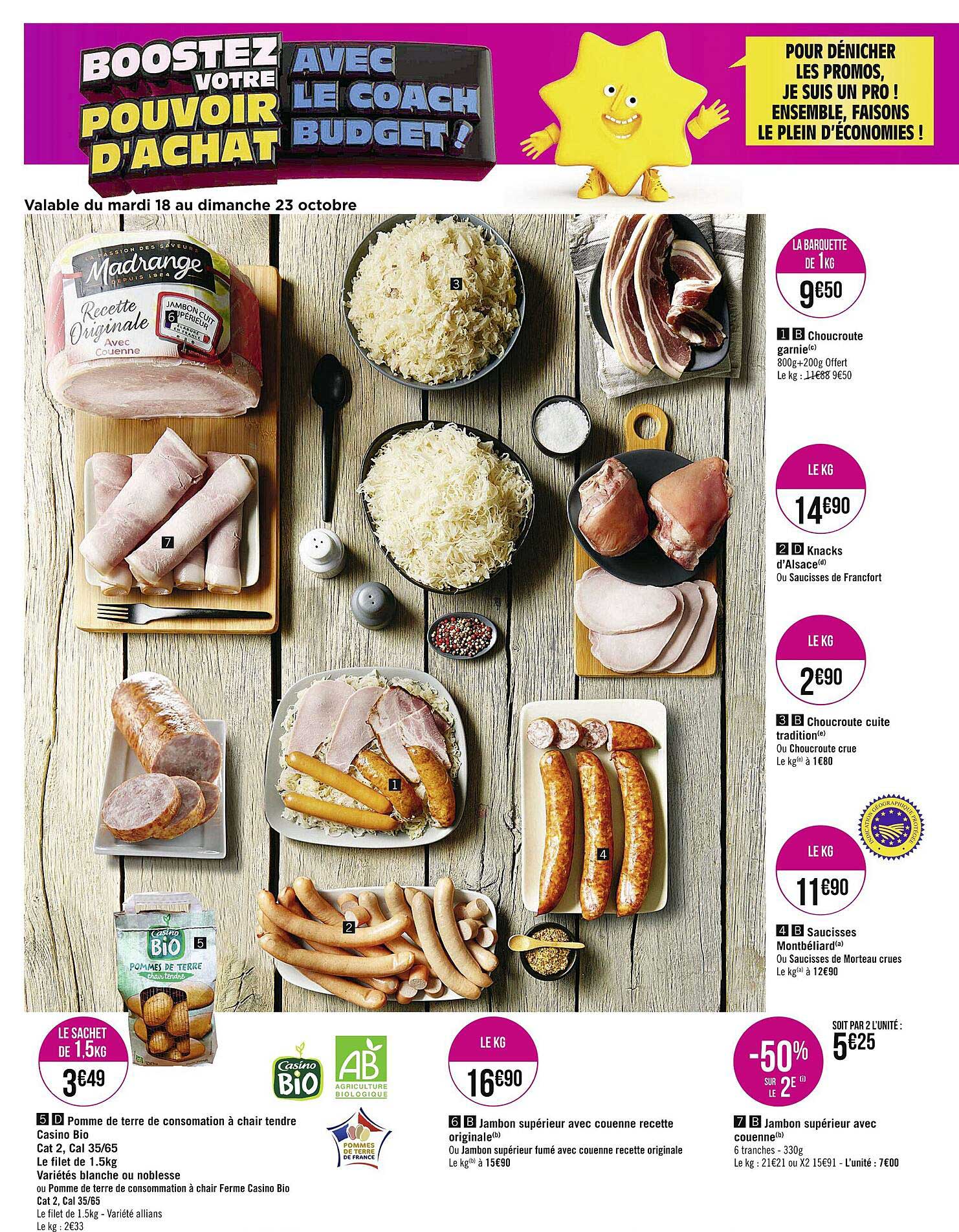 Choucroute Garnie, Knacks D'alsace Ou Saucisses De Francfort, Choucroute Cuite Tradition Ou Choucroute Crue, Saucisses Montbéliard Ou Saucisses De Morteau Crues, Jambon Supérieur Avec Couenne