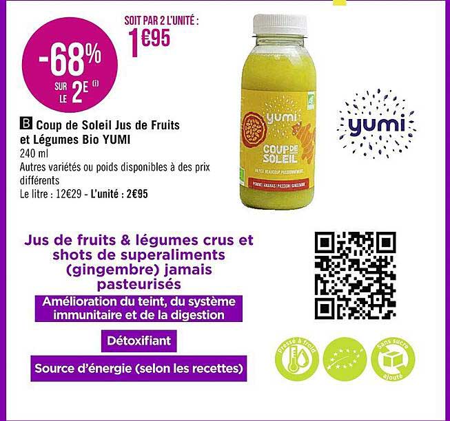coup de soleil jus de fruits et légumes bio yumi