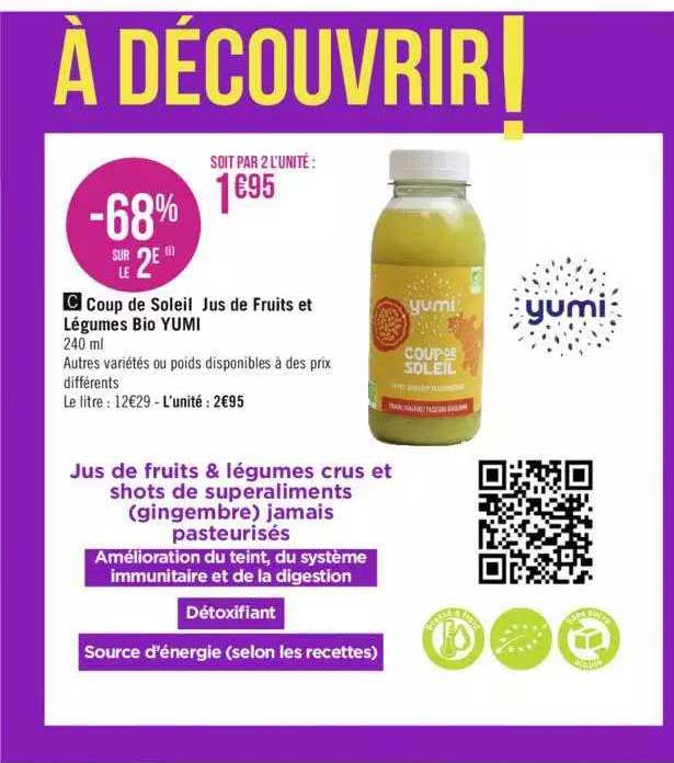 coup de soleil jus de fruits et légumes bio yumi
