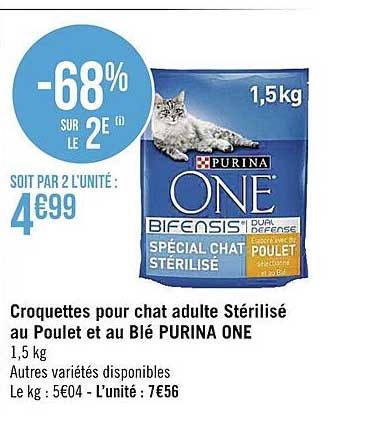 Croquettes Pour Chat Adulte Stérilisé Au Poulet Et Au Blé Purina One