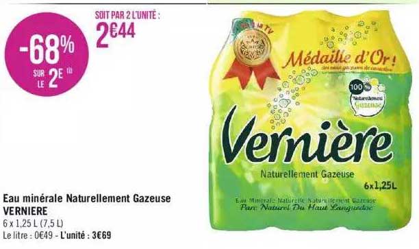 eau minérale naturellement gazeuse vernière