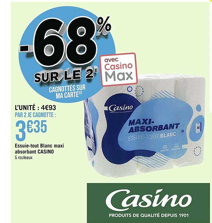 essuie-tout blanc maxi absorbant casino
