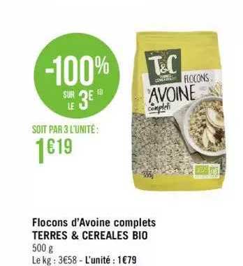 Flocons D'avoine Complets Terres & Céréales Bio