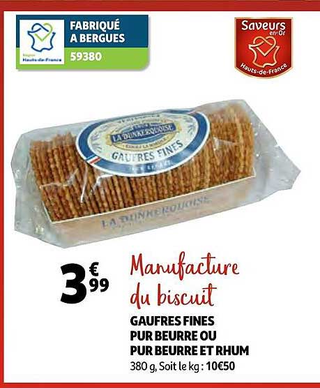 gaufres fines pur beurre ou pur beurre et rhum manufacture du biscuit