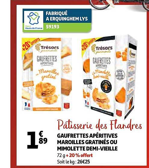 gaufrettes apéritives maroilles gratinés ou mimolette demi-vieille pâtisserie des flandres
