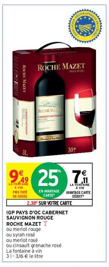 Igp Pays D'oc Cabernet Sauvignon Rouge Roche Mazet