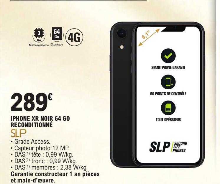 Iphone Xr Noir 64 Go Reconditionné Slp