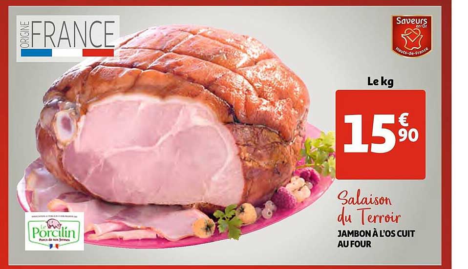 jambon à l'os cuit au four salaison du terroir