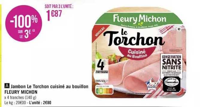 jambon le torchon cuisiné au bouillon fleury michon