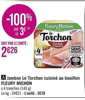 jambon le torchon cuisiné au bouillon fleury michon