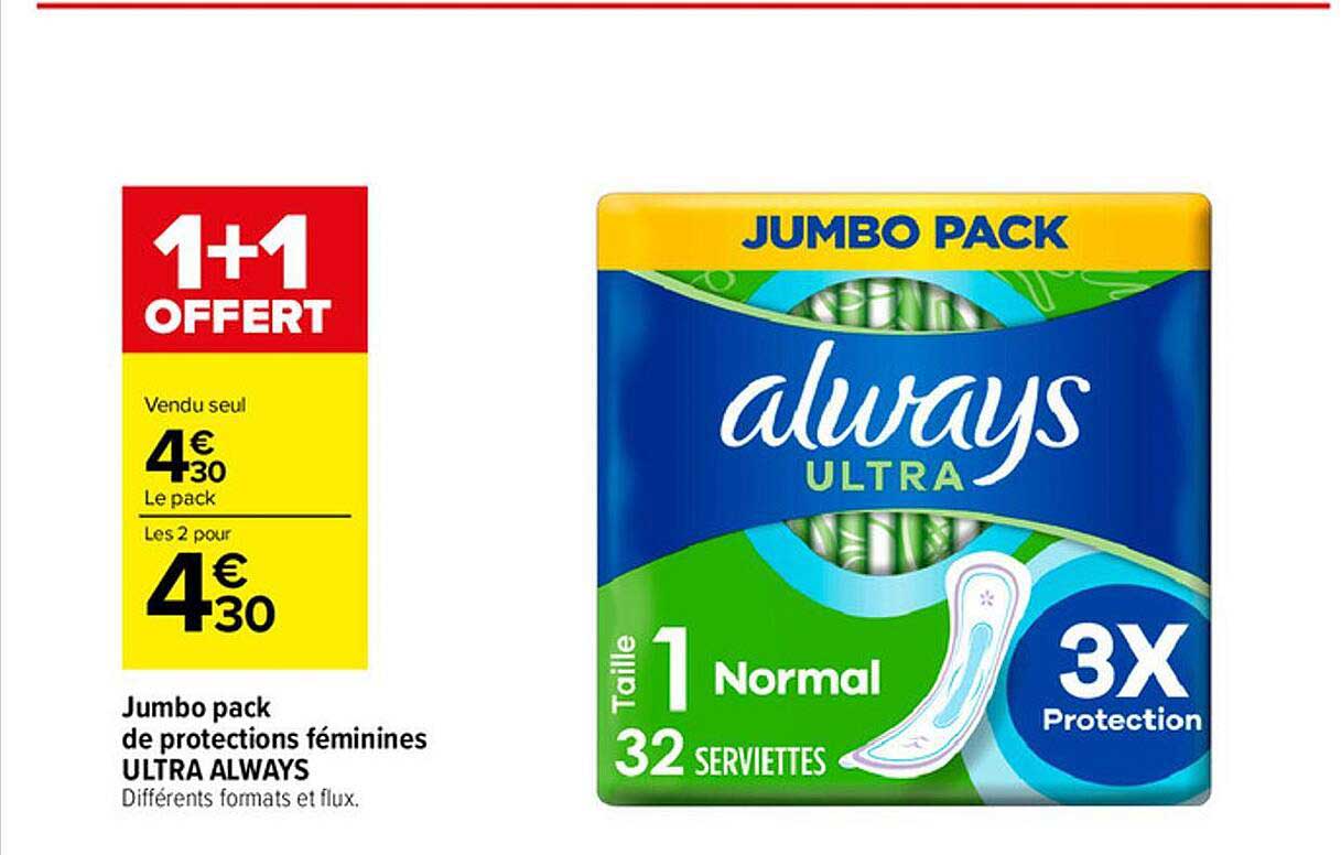 jumbo pack de protections féminines ultra always