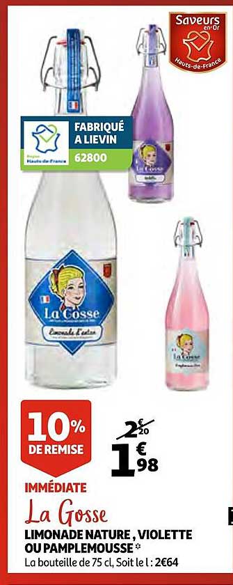 limonade nature, violette ou pamplemousse la gosse