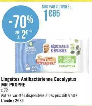 lingettes antibactérienne eucalyptus mr propre
