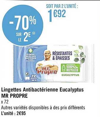 lingettes antibactérienne eucalyptus mr propre