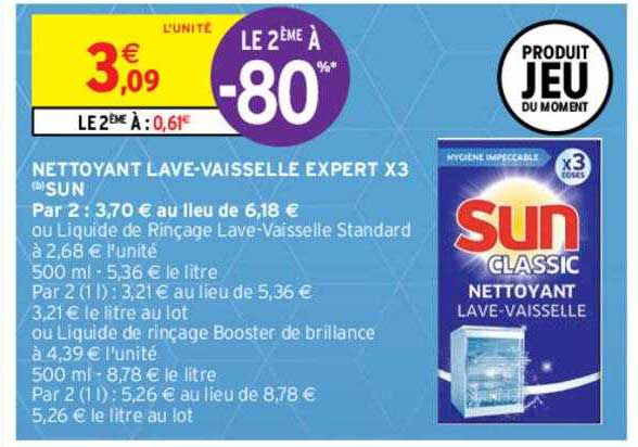 nettoyant lave-vaisselle expert x3 sun