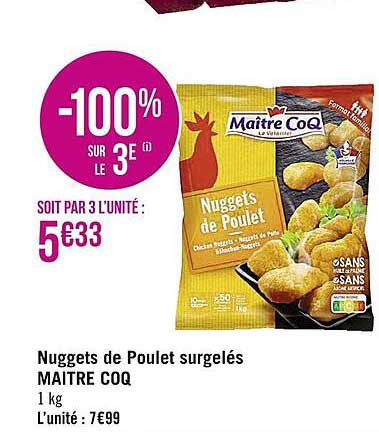 nuggets de poulet surgelés maître coq