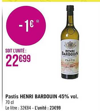 pastis henri bardouin 45% vol.