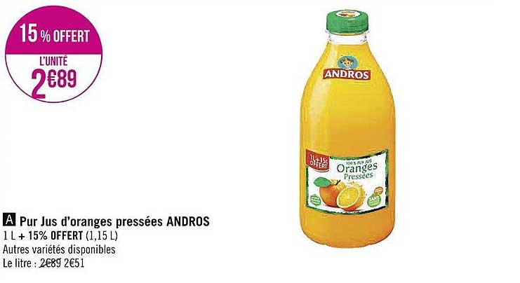 pur jus d'oranges pressées andros