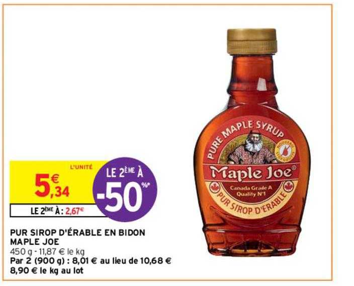 pur sirop d'érable en bidon maple joe