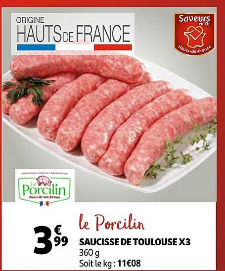Saucisse De Toulouse X3 Le Porcilin