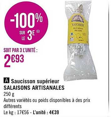 Saucisson Supérieur Salaisons Artisanales